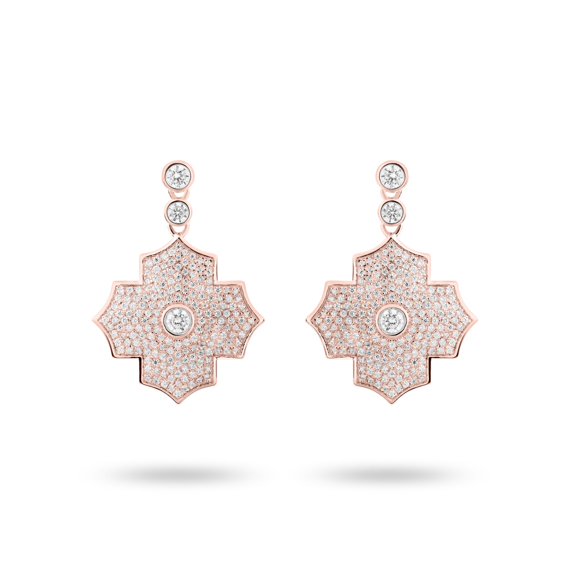 Regal Amulet- Rose Gold Pave Earrings - Ksenia Mirella Jewellery