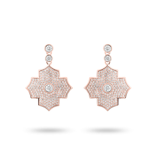Regal Amulet- Rose Gold Pave Earrings - Ksenia Mirella Jewellery