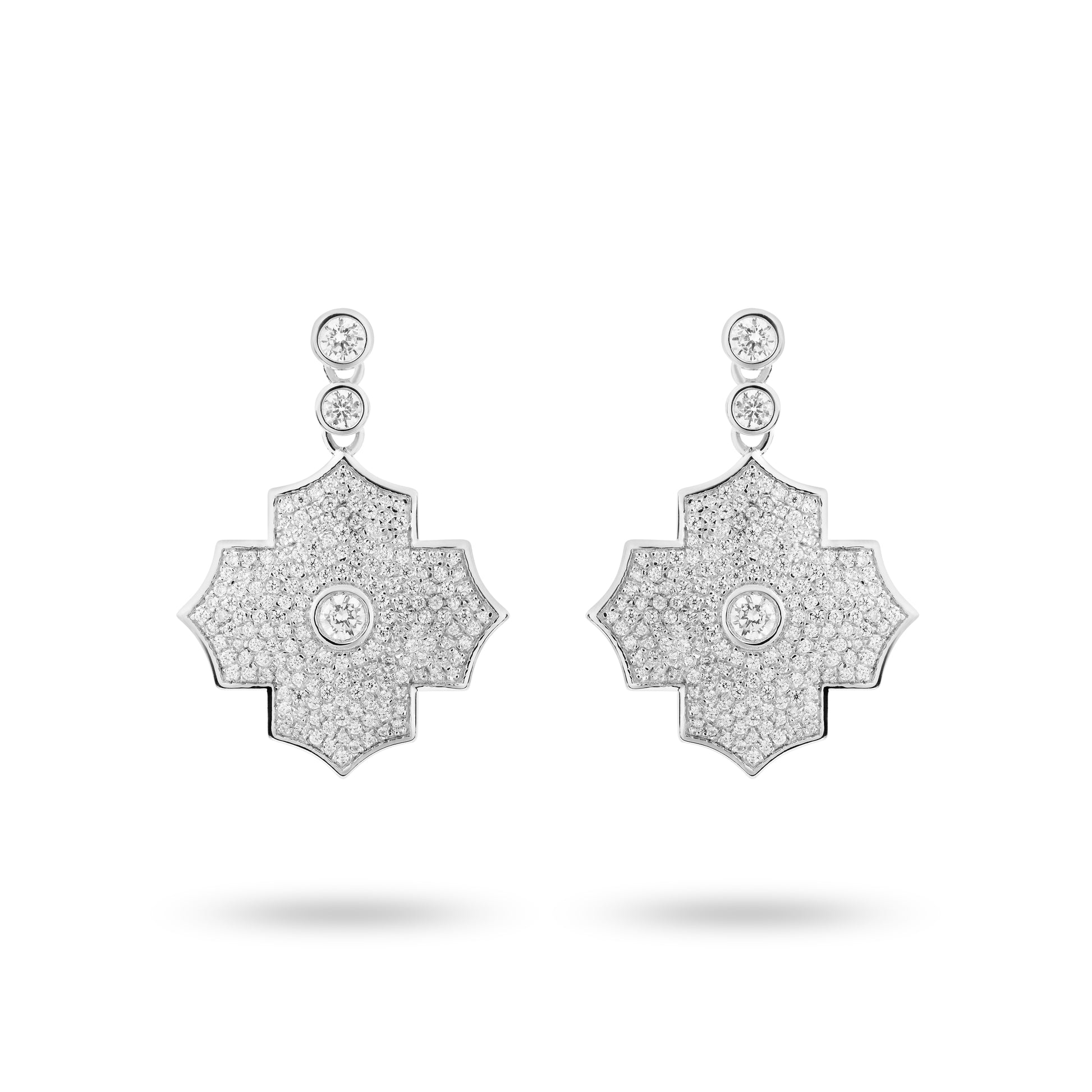 Regal Amulet-White Gold Pave Earrings - Ksenia Mirella Jewellery