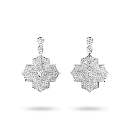Regal Amulet-White Gold Pave Earrings - Ksenia Mirella Jewellery