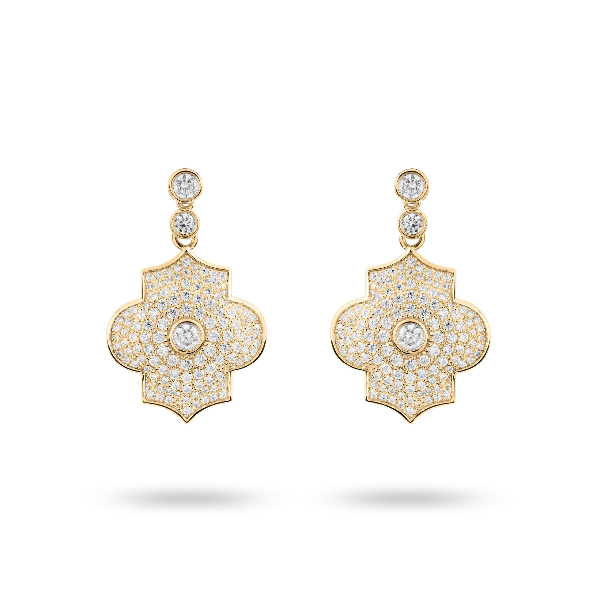Regal Power- Yellow gold pave earrings - Ksenia Mirella Jewellery