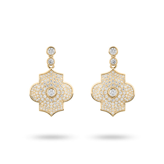 Regal Power- Yellow gold pave earrings - Ksenia Mirella Jewellery