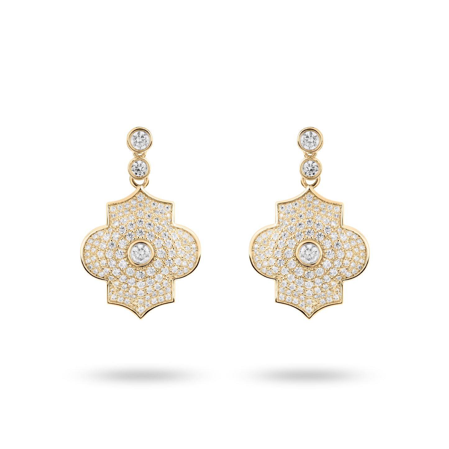 Regal Power- Yellow gold pave earrings - Ksenia Mirella Jewellery
