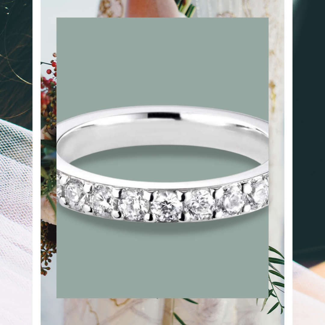 White gold white diamond eternity band ring 