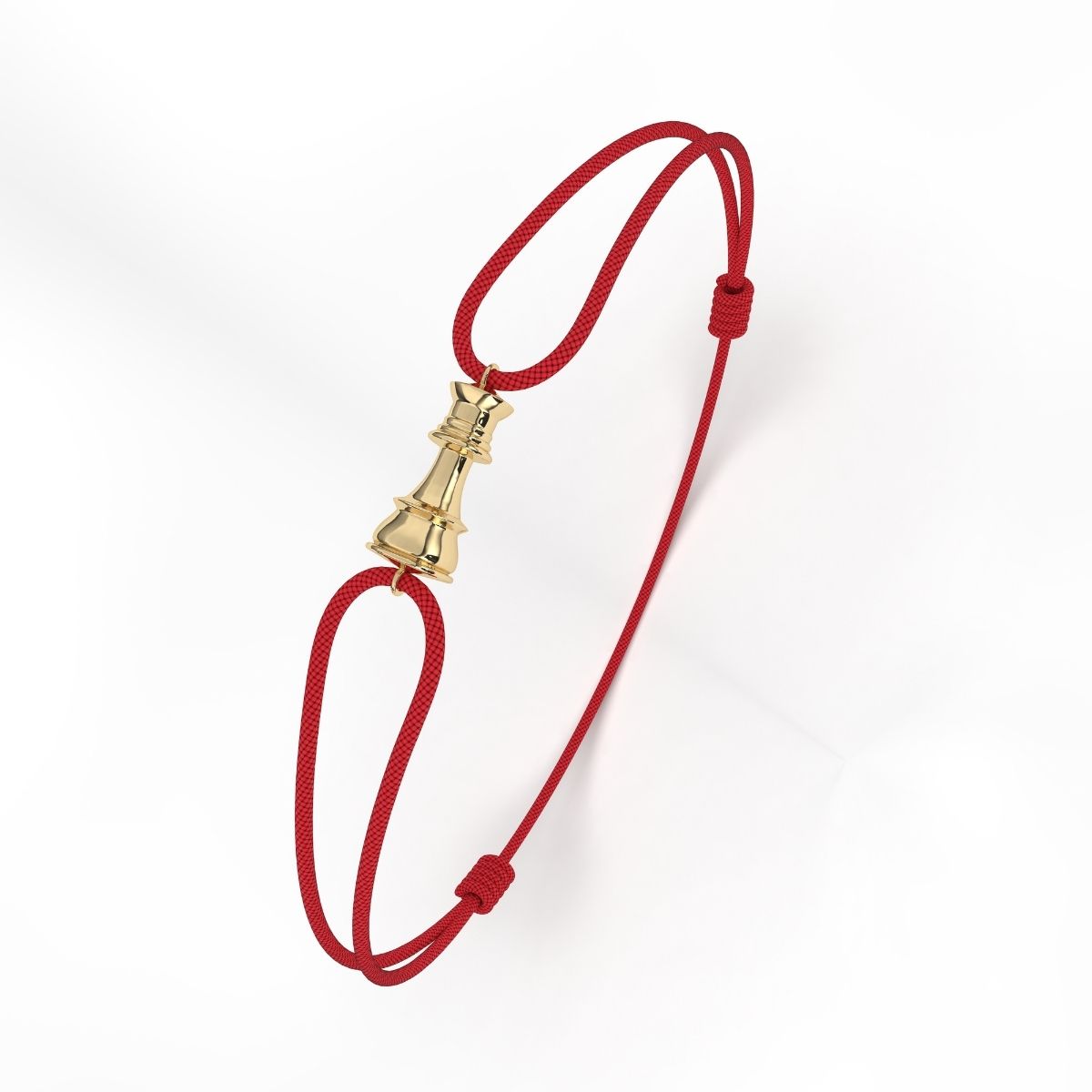 Red bracelet with a gold clasp on a white background