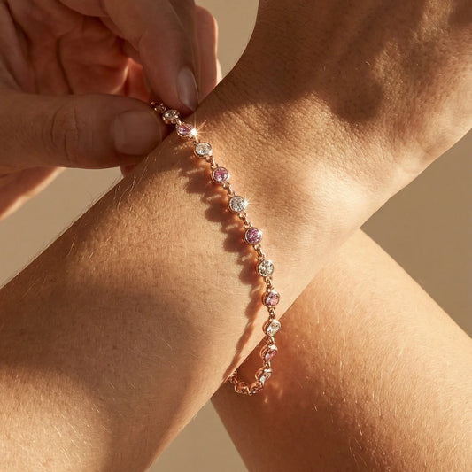 Regal Chain | Rose Gold Pink Sapphire & Diamond Bracelet
