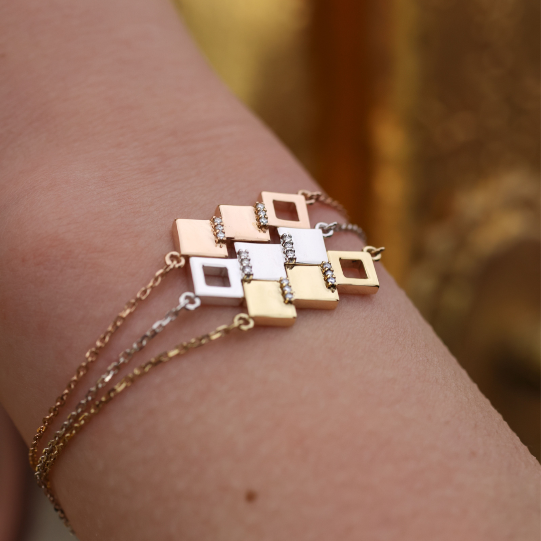 Geo - White Gold Bracelet - Ksenia Mirella Jewellery 