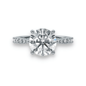 Platinum Elegance- Round Brilliant Engagement Ring with Diamond Shoulders - Ksenia Mirella Jewellery 