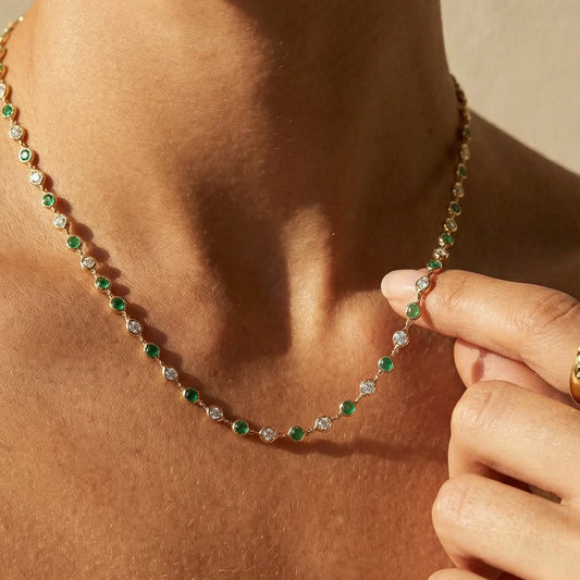 Regal Chain | Yellow Gold Emerald & Diamond Collier Necklace