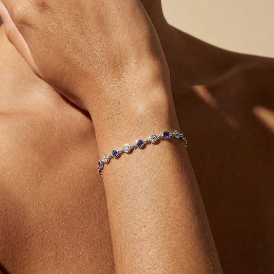 Regal Chain | White Gold Blue Sapphire & Diamond Bracelet
