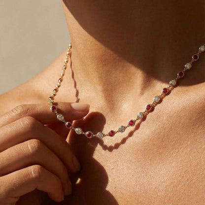 Regal Chain | Yellow Gold Ruby & Diamond Collier Necklace