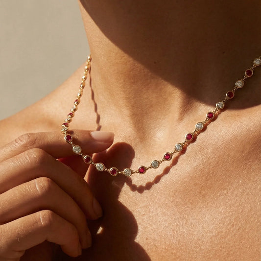 Regal Chain | Yellow Gold Ruby & Diamond Collier Necklace