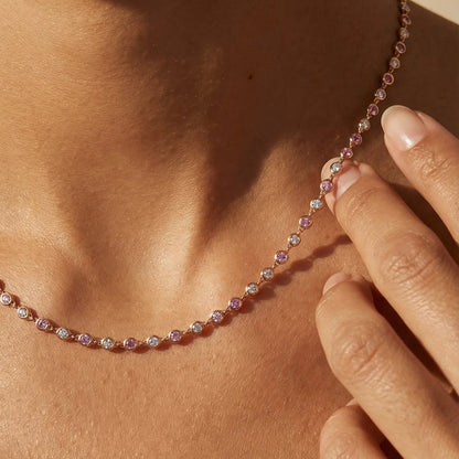 Regal Chain | Rose Gold Pink Sapphire & Diamond Collier Necklace