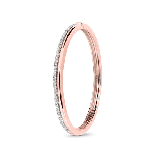 Rose gold bangle Bangle with a single row of pavé-set diamonds along one side
