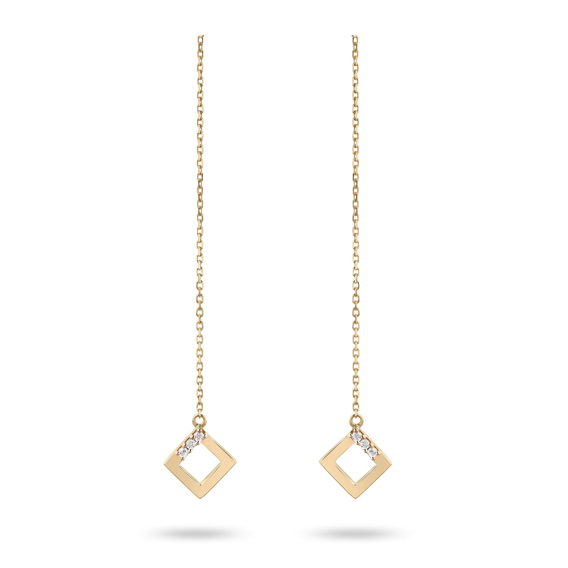 Geo - Yellow Gold Chain Earrings - Ksenia Mirella Jewellery 