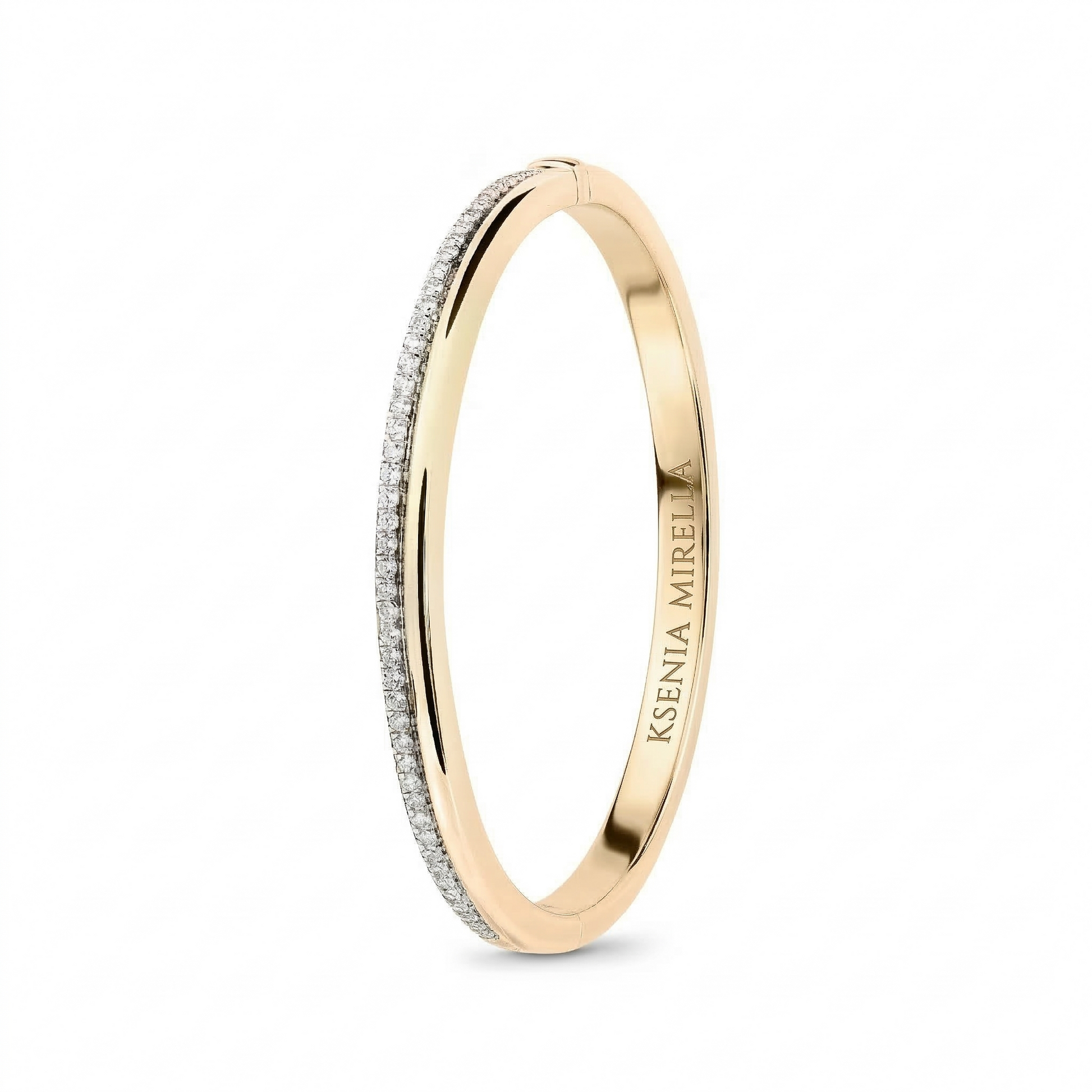 Prima Bangle | Yellow Gold & White Diamond - Ksenia Mirella Jewellery 