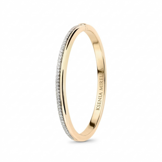 Prima Bangle | Yellow Gold & White Diamond - Ksenia Mirella Jewellery 