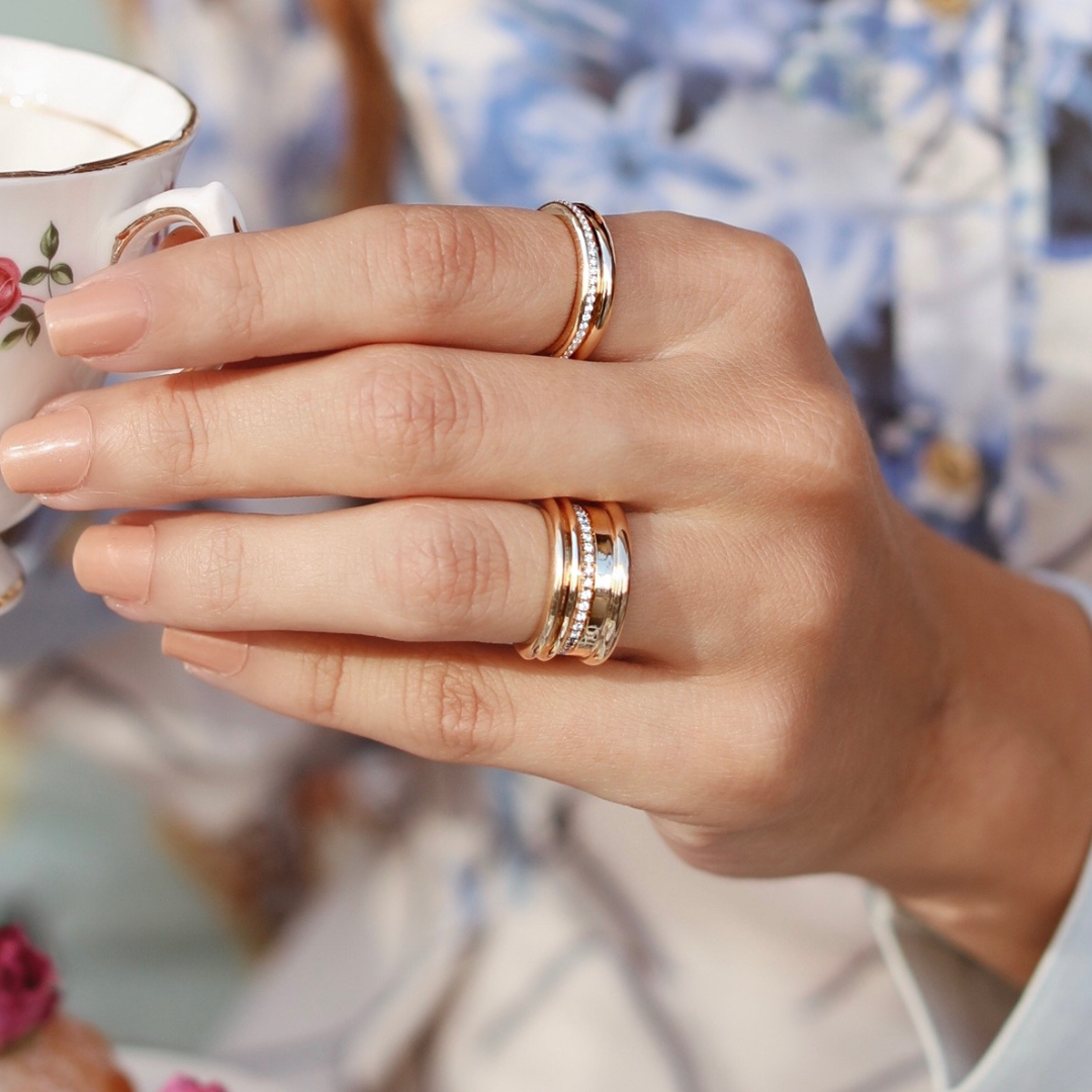 Prima - Yellow Gold White Diamond Ring - Ksenia Mirella Jewellery 