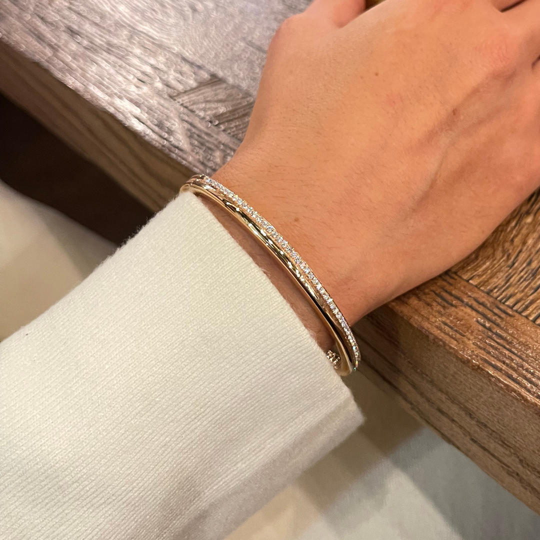 Prima -  Rose Gold White Diamond Bangle - Ksenia Mirella Jewellery 