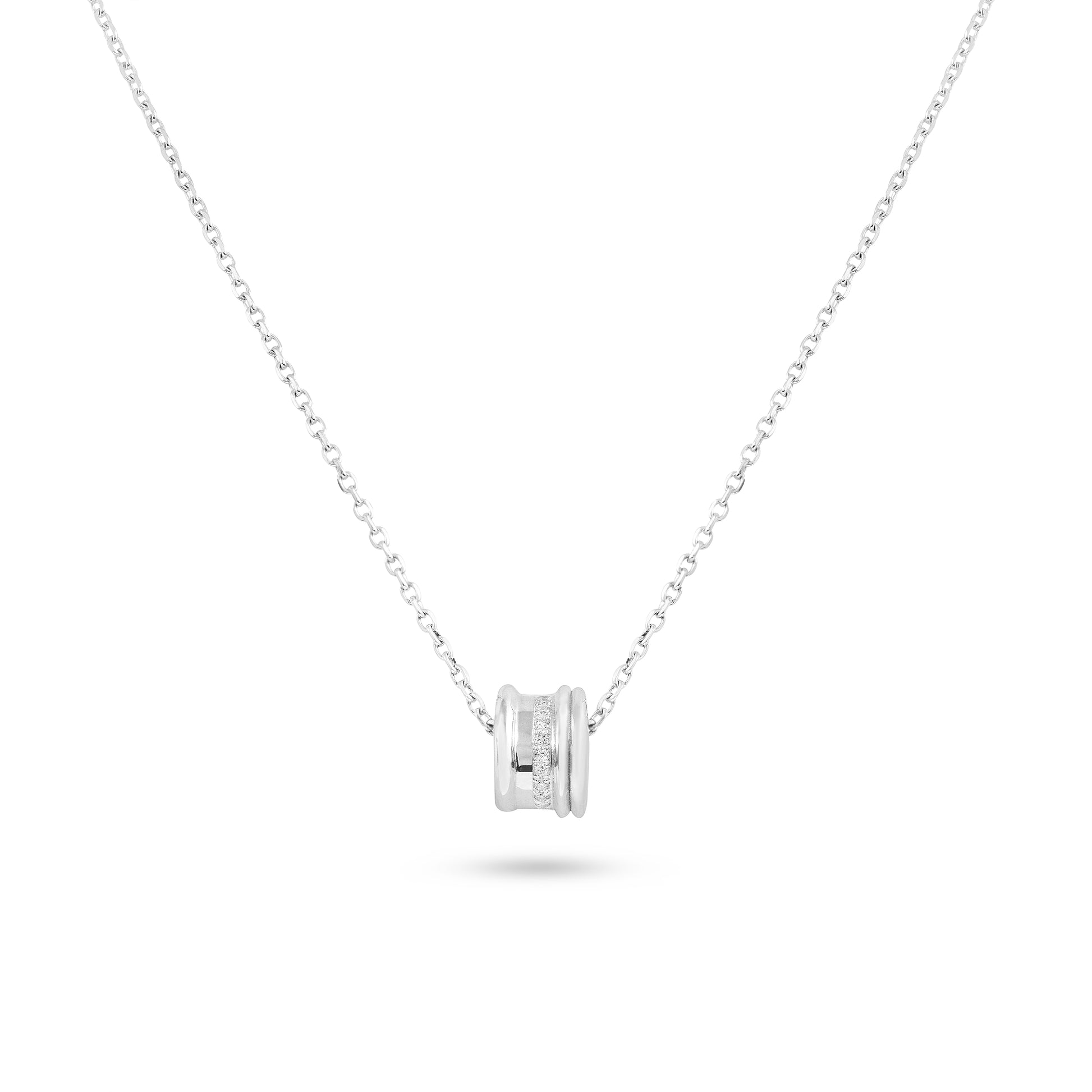 White Gold necklace with a small pendant on a white background
