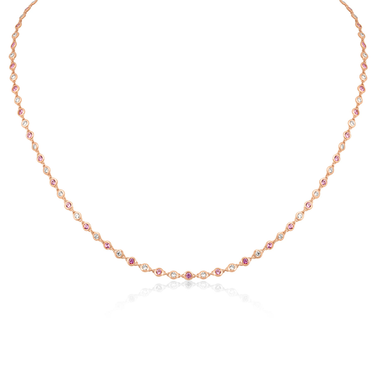 Regal Chain | Rose Gold Pink Sapphire & Diamond Collier Necklace