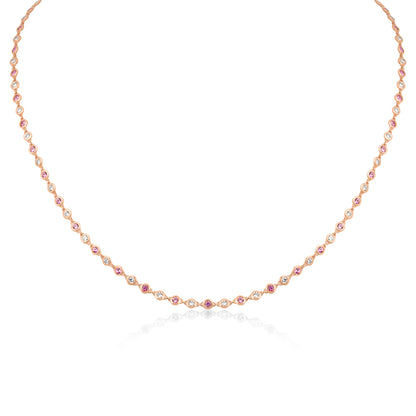 Regal Chain | Rose Gold Pink Sapphire & Diamond Collier Necklace