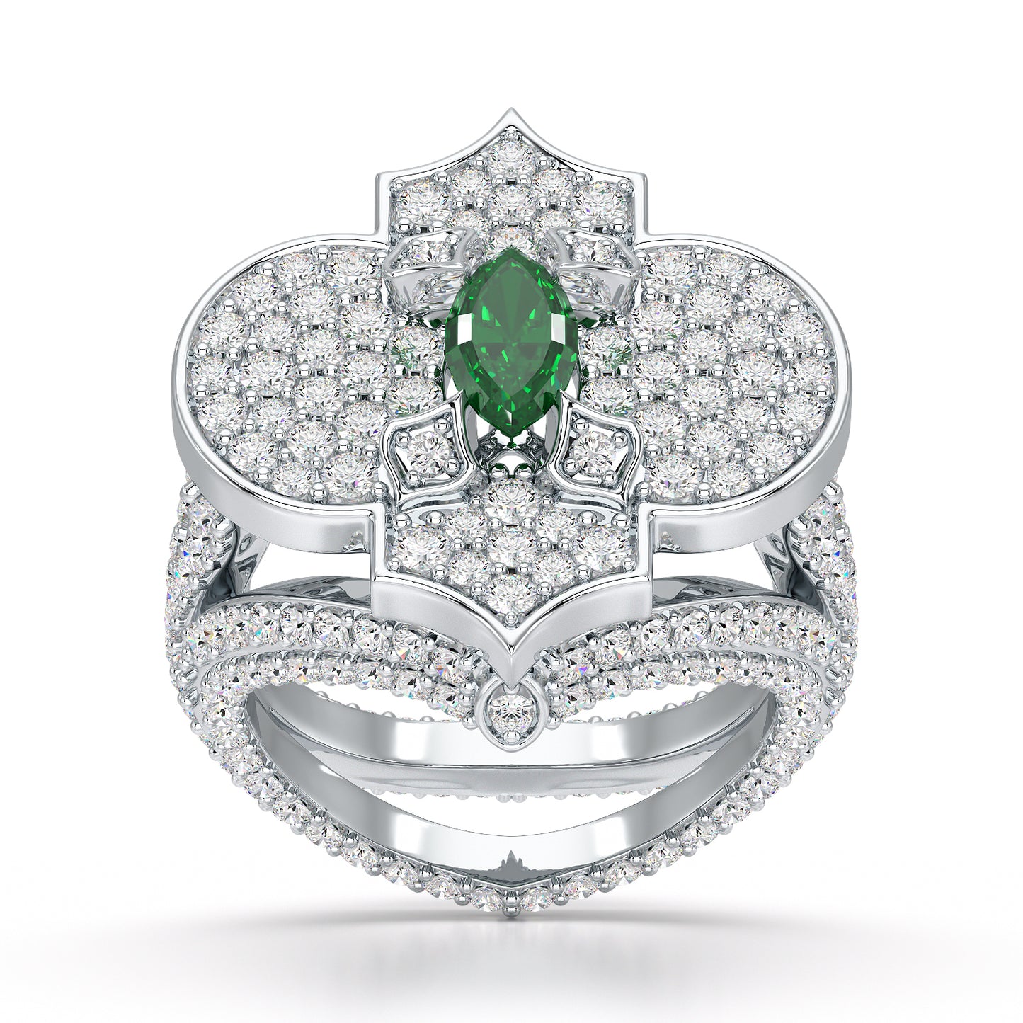 Regal-White Gold Emerald Ring - Ksenia Mirella Jewellery 