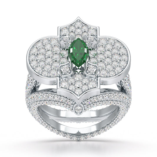 Regal-White Gold Emerald Ring - Ksenia Mirella Jewellery 