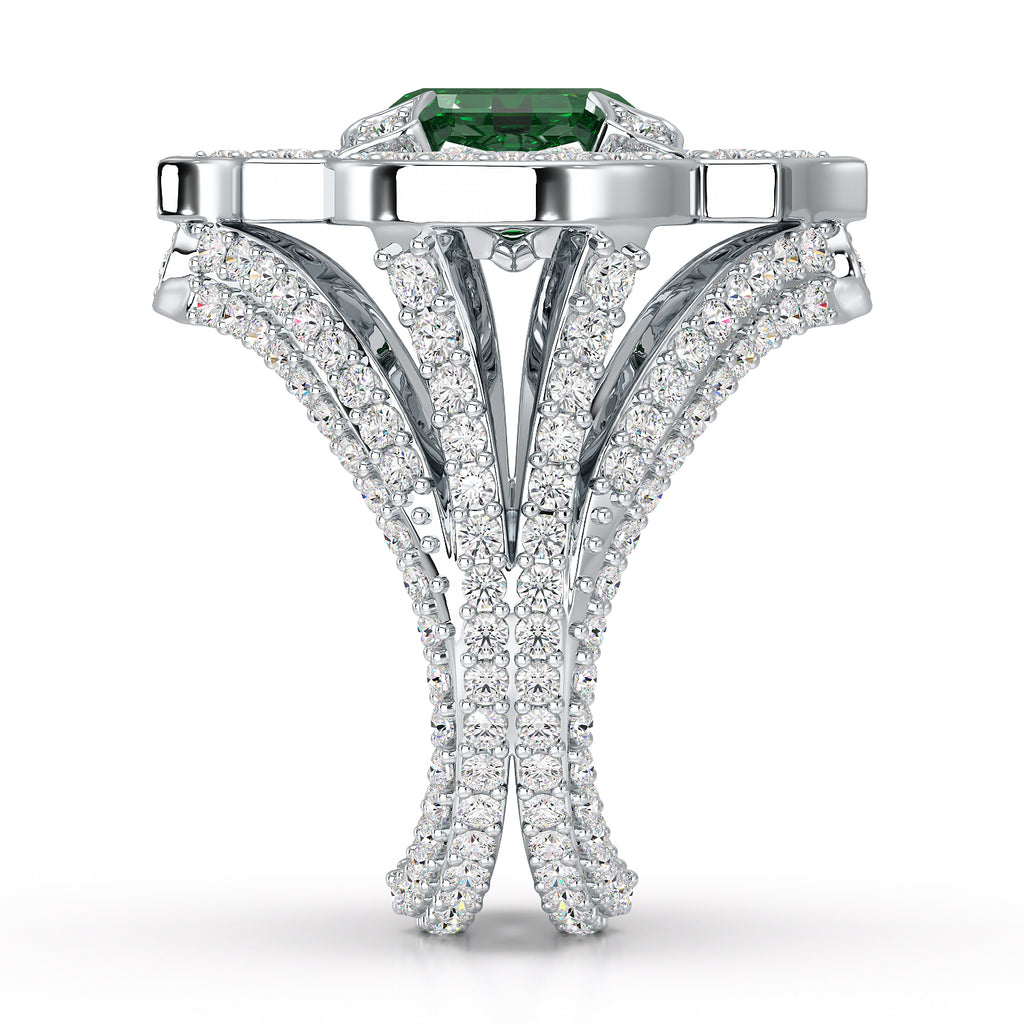 Elegant White Gold Emerald Ring