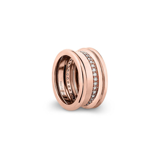 A rose gold white diamond ring with a round cut and a classic six-prong setting.