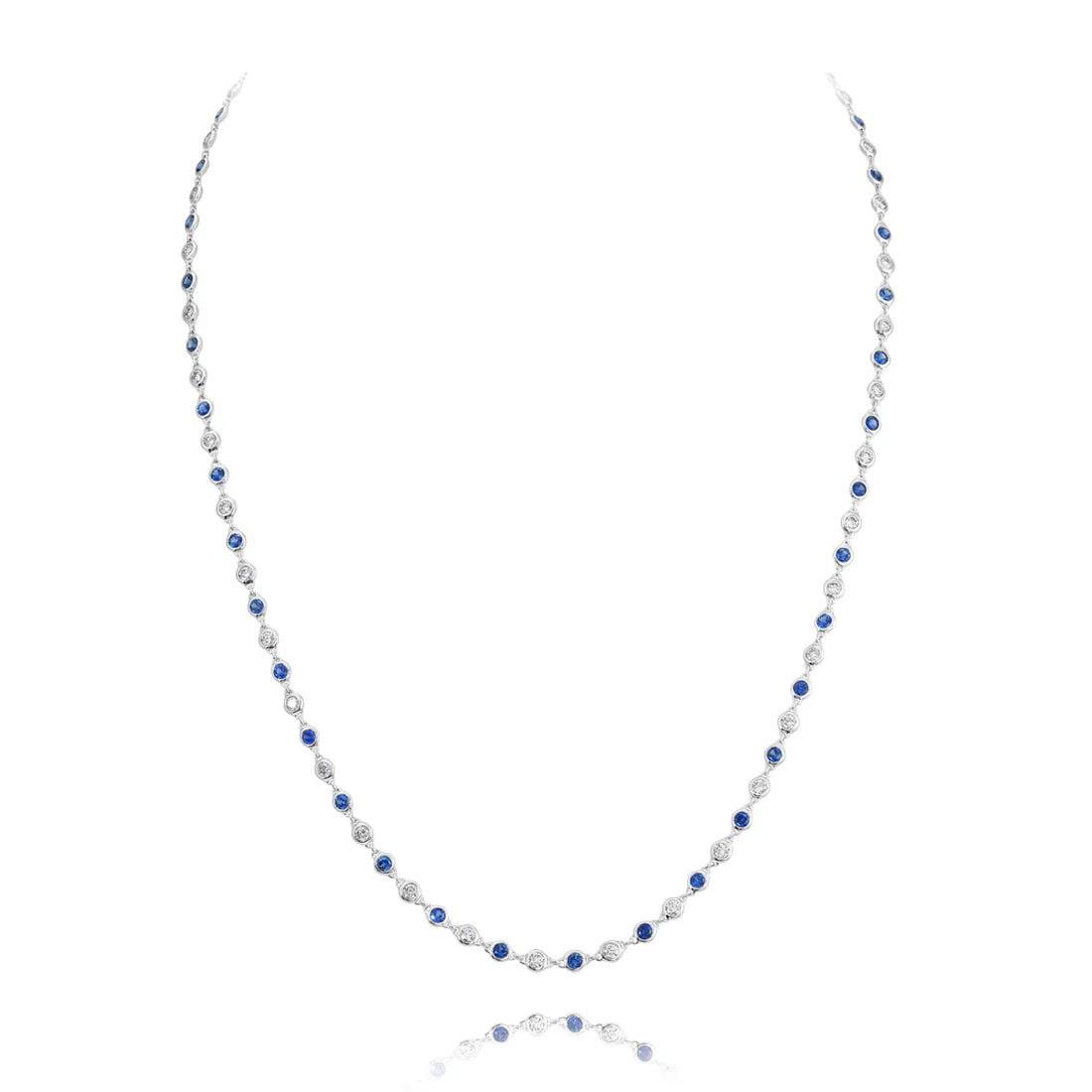 Regal Chain | White Gold Blue Sapphire & Diamond Collier Necklace