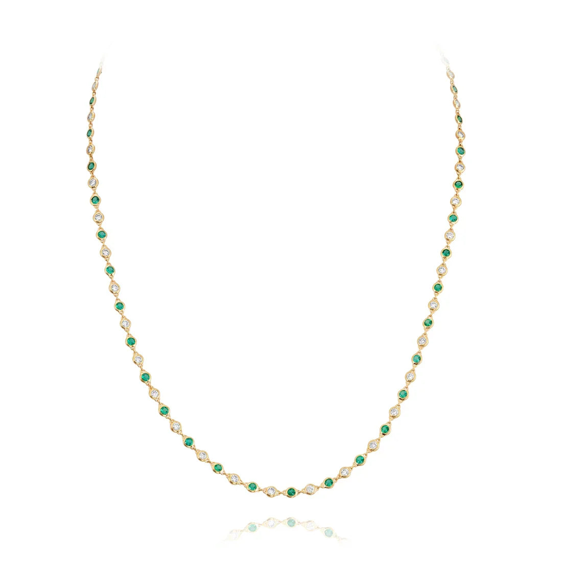 Regal Chain | Yellow Gold Emerald & Diamond Collier Necklace