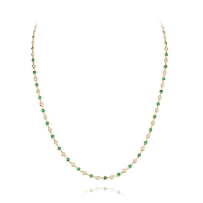 Regal Chain | Yellow Gold Emerald & Diamond Collier Necklace