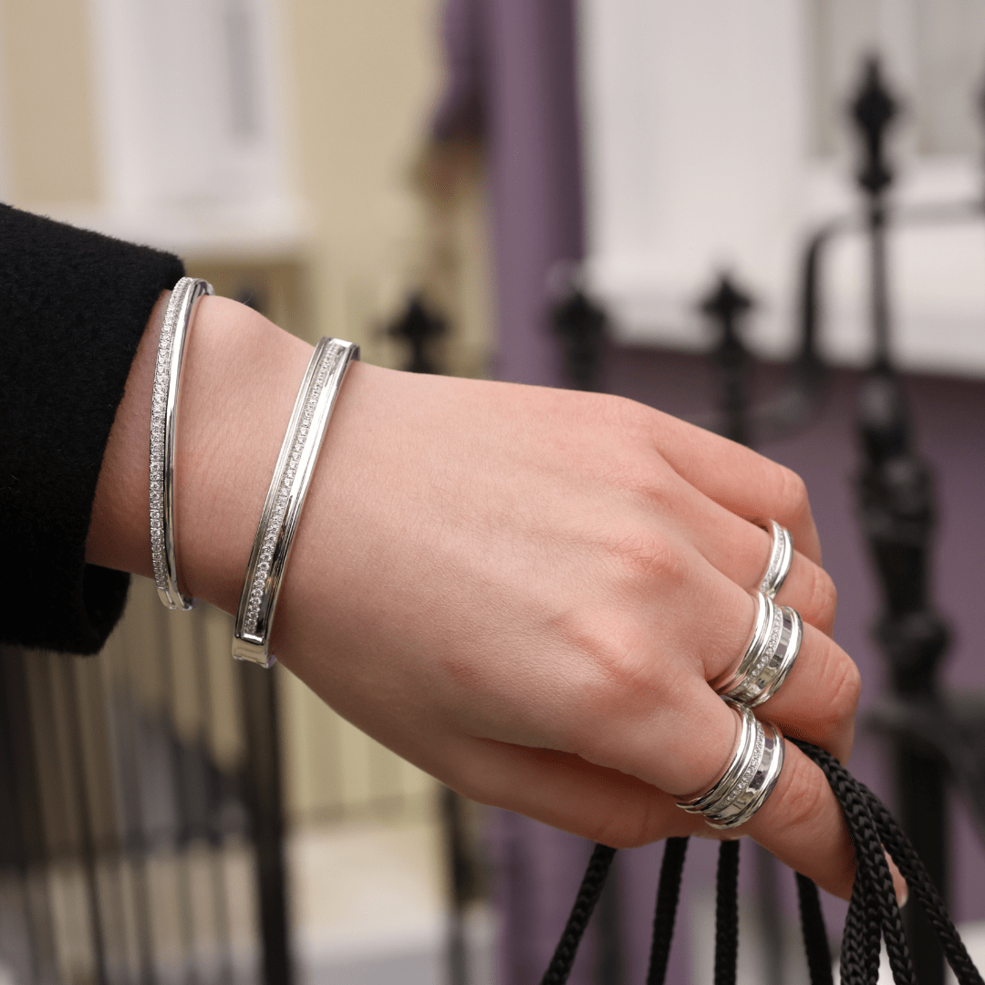 Prima -  White Gold White Diamond Bangle - Ksenia Mirella Jewellery 