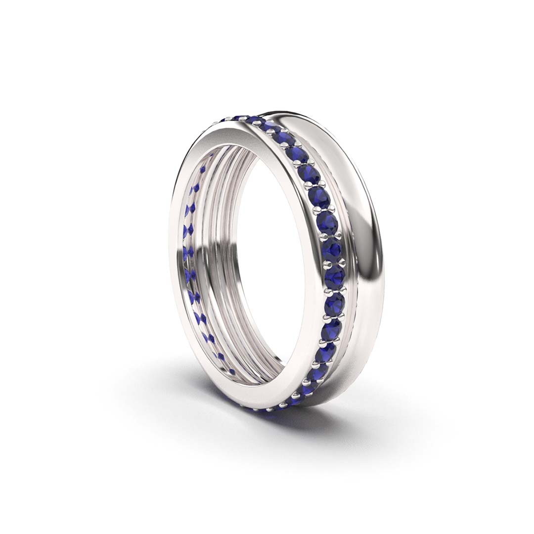 Prima - White Gold Blue Sapphire Ring - Ksenia Mirella Jewellery 