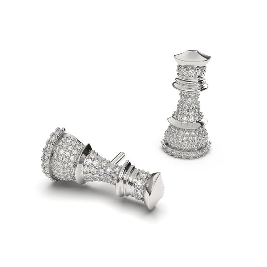 The Queen – White Gold Pavé Diamond Stud Earrings