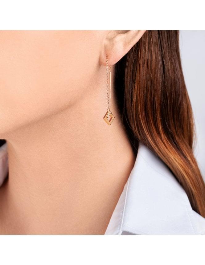 Geo - White Gold Chain Earrings - Ksenia Mirella Jewellery 