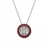 Art Deco-Diamond with Ruby Halo Necklace - Ksenia Mirella Jewellery 