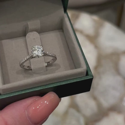 Lab-Grown Classic Engagement Ring - Brilliant Cut Diamond Band