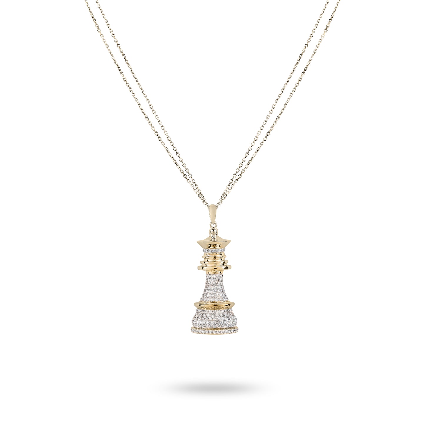 The Queen Power -Yellow Gold White Diamonds Necklace - Ksenia Mirella Jewellery 