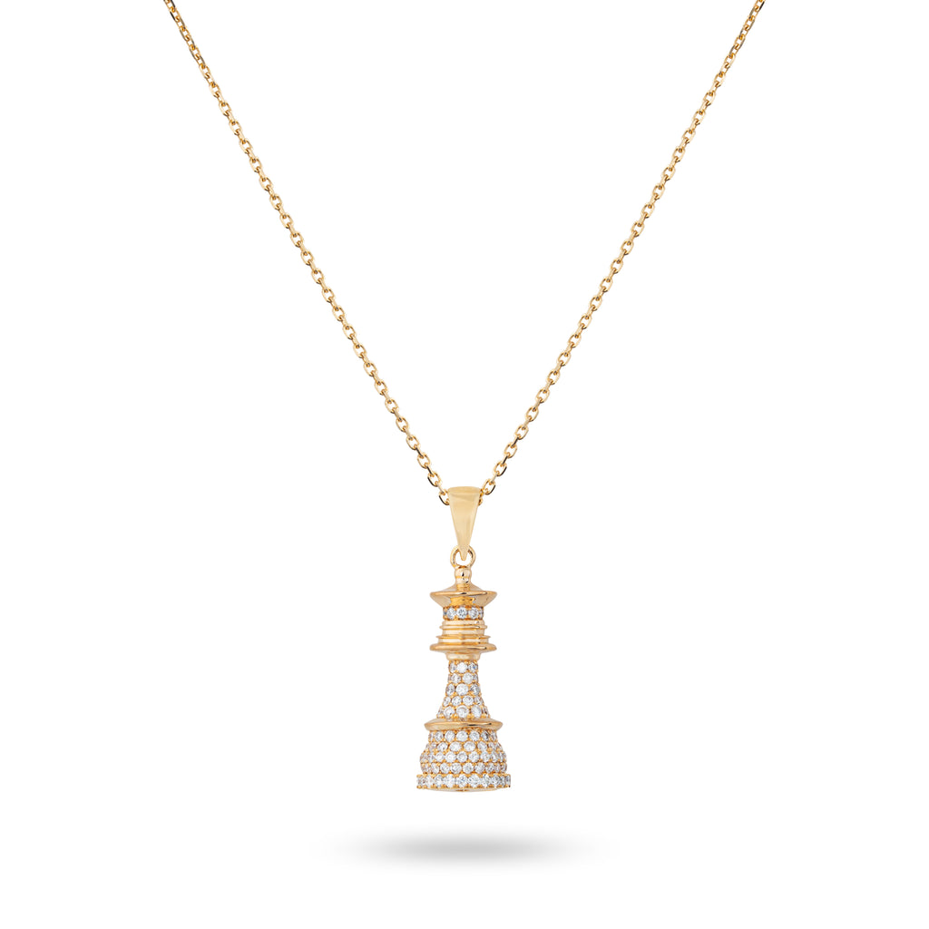 The Queen Power - Yellow Gold White Diamonds Necklace - Ksenia Mirella Jewellery 