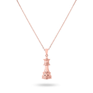 The Queen - Rose Gold Chess Necklace - Ksenia Mirella Jewellery 