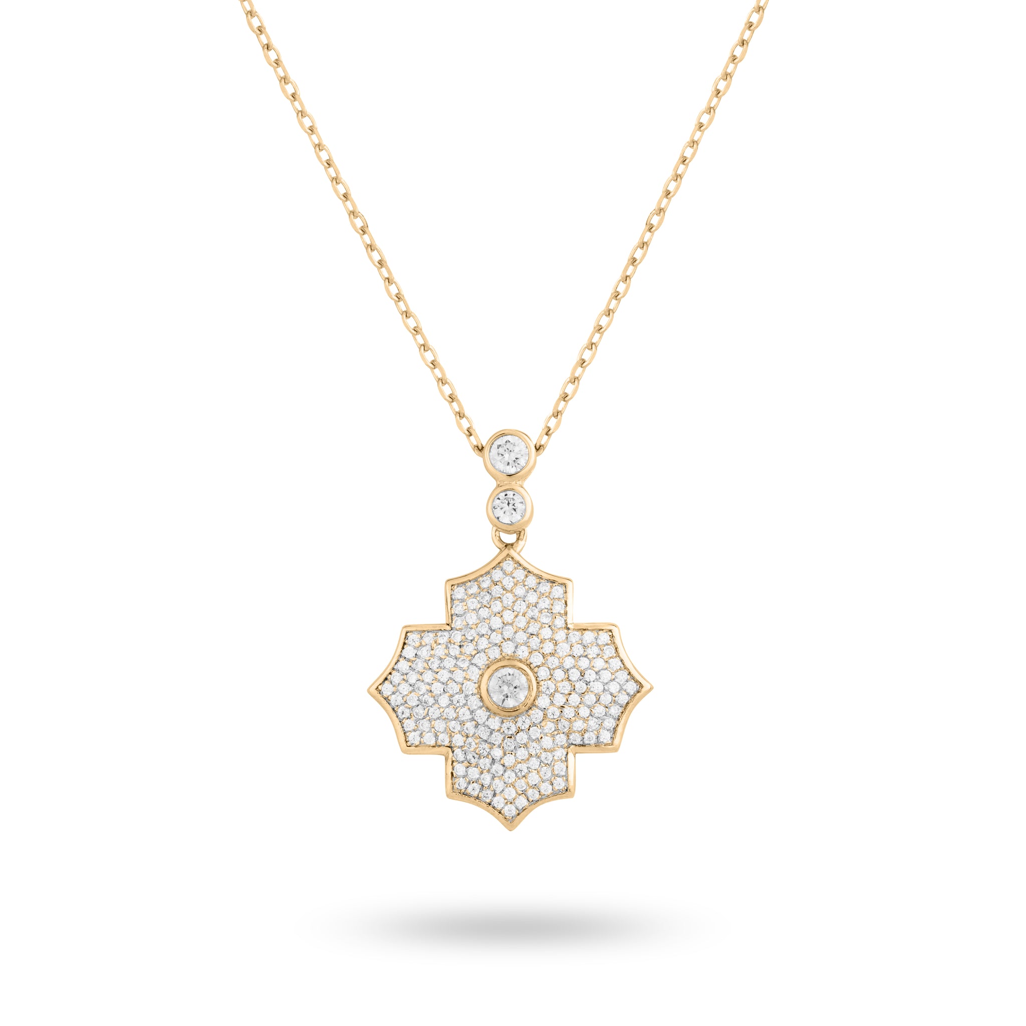 Regal Amulet- Yellow Gold Pave Necklace - Ksenia Mirella Jewellery 