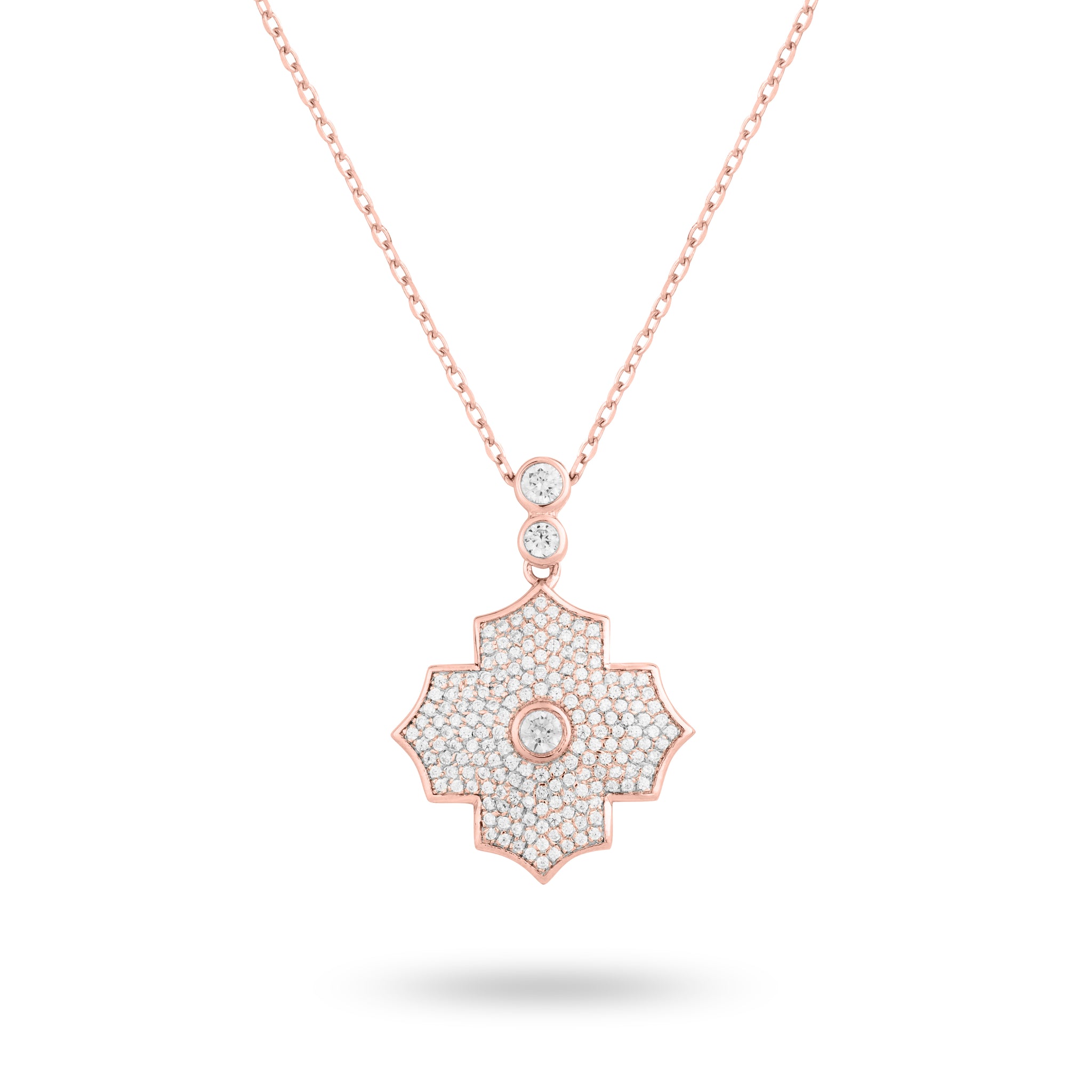 Regal Amulet- Rose Gold Pave Necklace - Ksenia Mirella Jewellery 