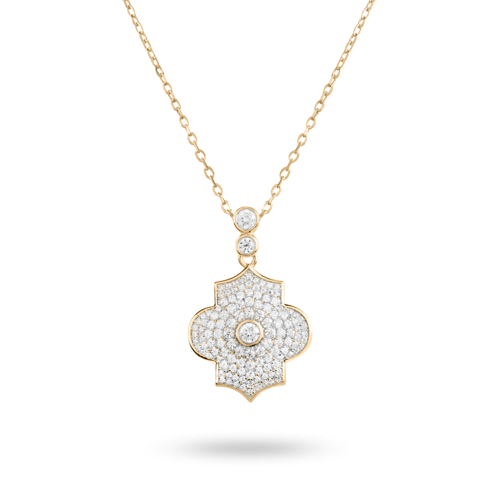 Yellow & White Gold Pave Diamond Five Link Necklace | Lee Michaels Fine  Jewelry