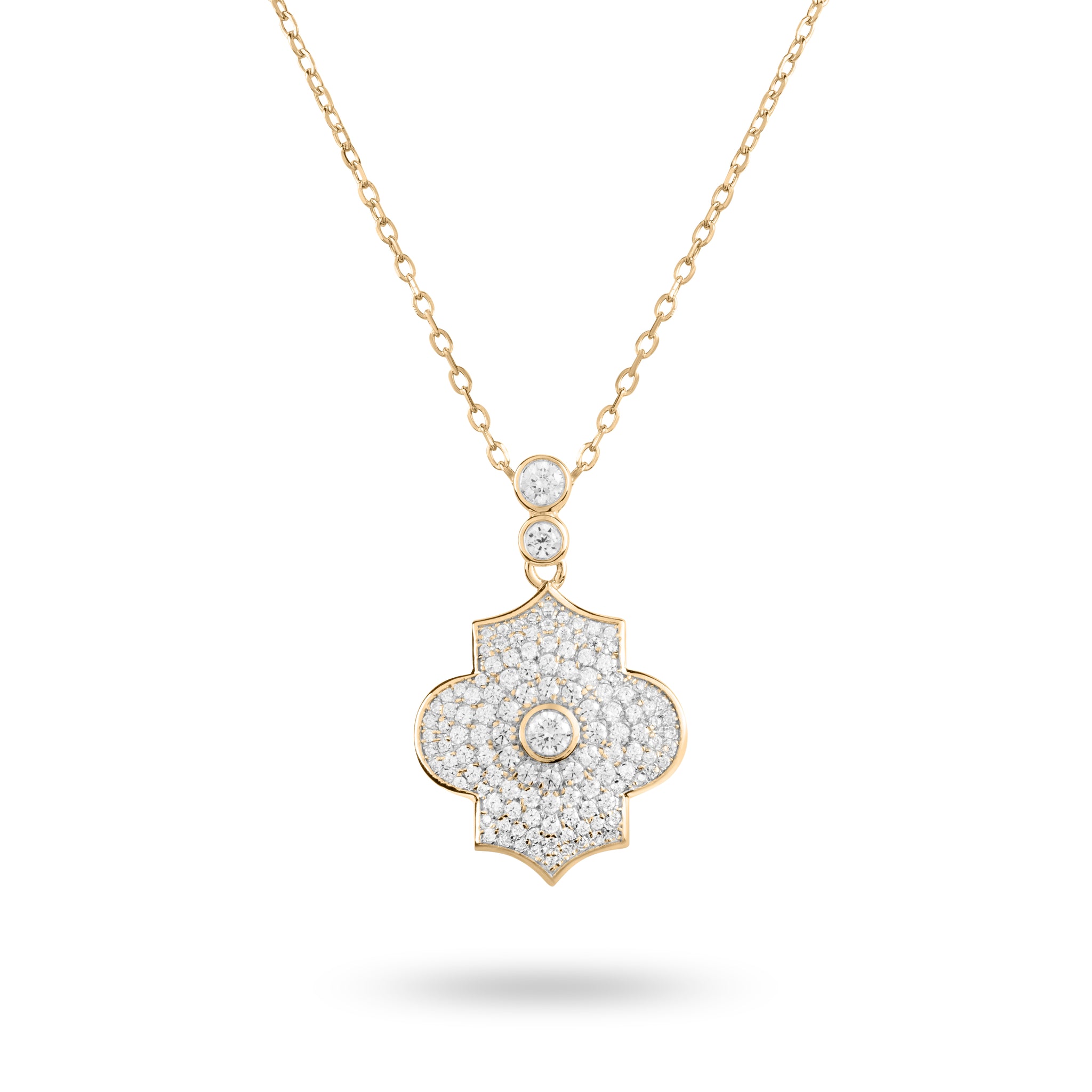 Regal Power- Yellow Gold Pave Necklace - Ksenia Mirella Jewellery 