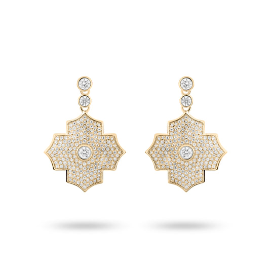 Regal Amulet-Yellow Gold Pave Earrings - Ksenia Mirella Jewellery 