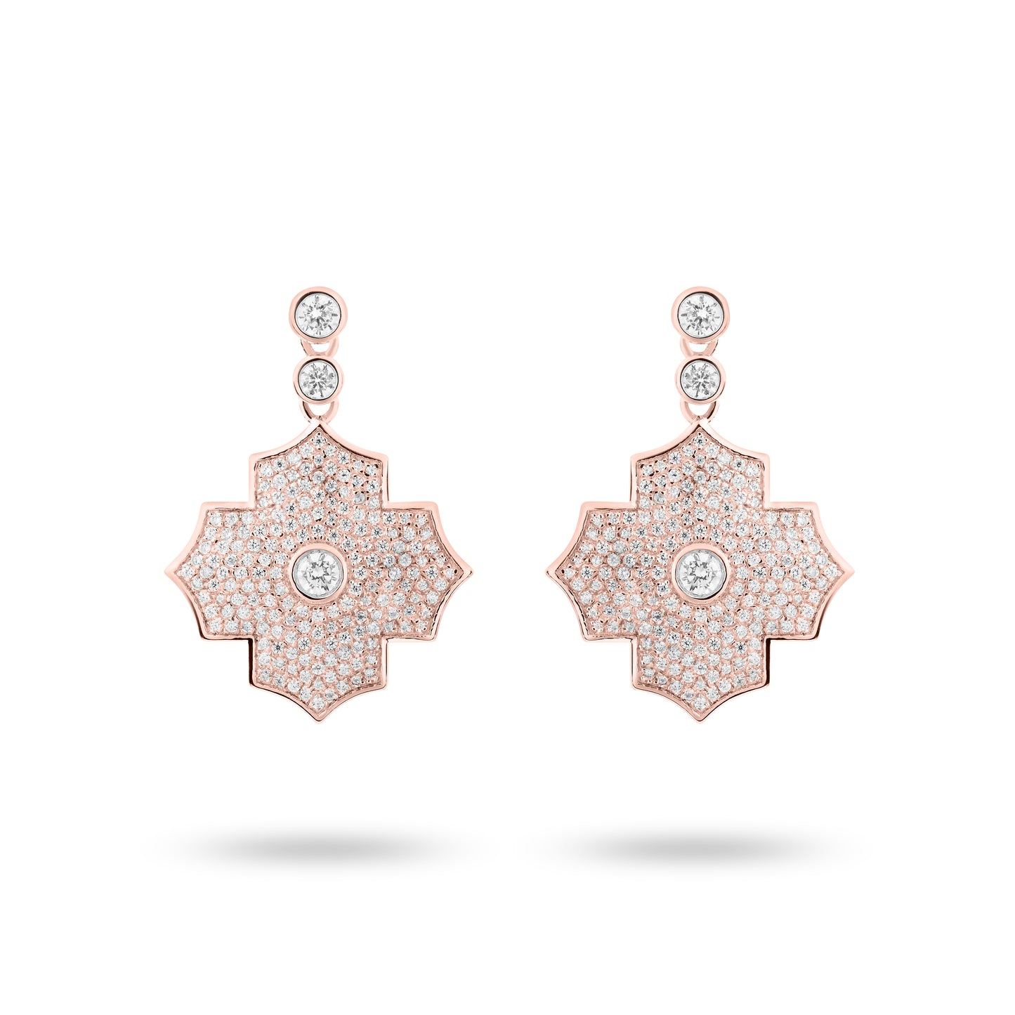 Regal Amulet- Rose Gold Pave Earrings - Ksenia Mirella Jewellery 