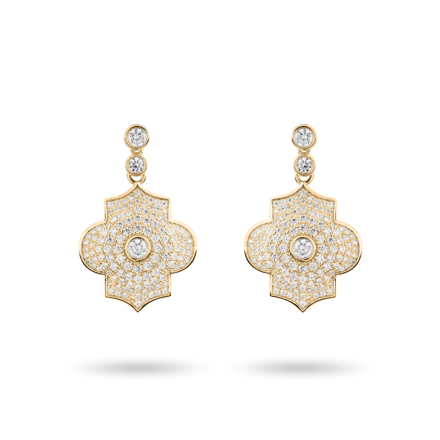 Regal Power- Yellow gold pave earrings - Ksenia Mirella Jewellery 