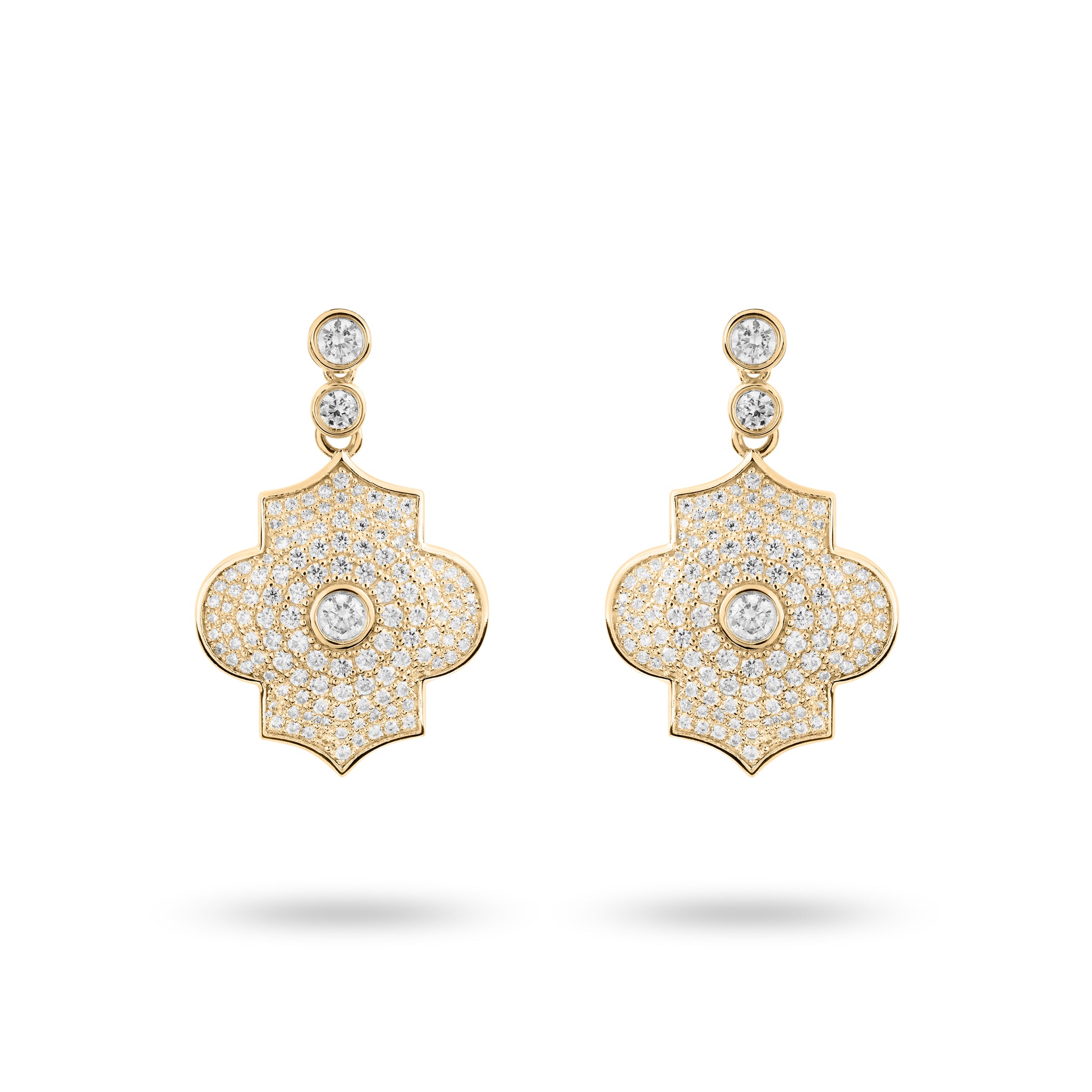 Regal Power- Yellow gold pave earrings - Ksenia Mirella Jewellery 